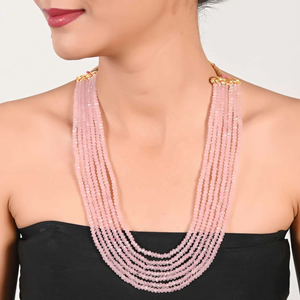 สร้อยคอโรสควอตซ์สีชมพู 7 ชั้น ประดับลูกปัด น่ารัก คุณภาพสูง สำหรับผู้หญิง สร้อยคอพลอยธรรมชาติสำหรับผู้หญิง สร้อยคอสำหรับคุณแม่ เครื่องประดับ - Product Image 2