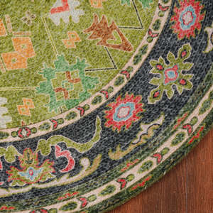 Tapis rond floral d'extérieur, tapis d'intérieur, motif vintage, tapis de sol pour patio, balcon, salon - Product Image 3