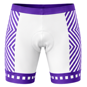 Shorts de cyclisme blancs et violets, rembourrés, respirants, à séchage rapide, extensibles, pour vélo de route, course, entraînement, performance, vêtements de sport - Product Image 1