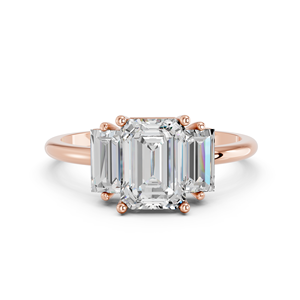 ZOTA JEWEL แหวนหมั้นเพชร 14K สำหรับผู้หญิง โรสโกลด์ ได้รับการรับรองจาก IGI เพชรเพาะเลี้ยง 1.17 กะรัต ทรงเอเมอรัลด์ ดีไซน์คลาสสิก ประดับเพชรด้านข้าง - Product Image 1