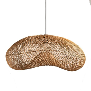 Lustre d'intérieur en rotin fait à la main écologique, abat-jour en rotin tissé avec plafond en bois pour le salon - Product Image 3