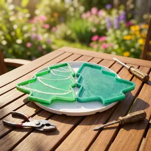 Customized Eco-Friendly Waterproof Resin Christmas <b>Tree</b> Shape Handicraft Indoor Tabletop Decor <b>with</b> Ornament Green Color - Product Image 6