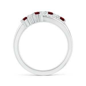 Anillo cruzado de oro macizo de 14 quilates con rubí natural de corte brillante redondo de 0.62 quilates y diamante de 0.22 quilates, anillo de boda único hecho a mano para ella. - Product Image 4
