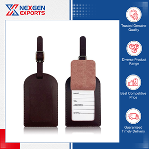 Etiqueta de equipaje de cuero PU hecha a mano y personalizada de la más alta calidad, de un fabricante y exportador indio. - Product Image 5