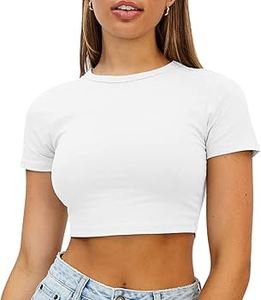 T-shirt court en Spandex pour femme, imprimé personnalisé, col rond, respirant, décontracté, en coton tricoté - Product Image 2
