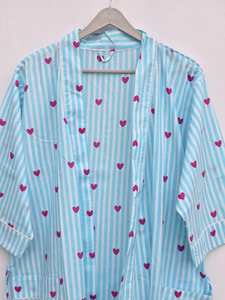 Boho Summer <b>Lightweight</b> <b>Dressing</b> <b>Gown</b> Block Print Cotton Kimono Robe For <b>Women</b> - Product Image 6