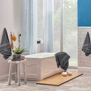 Élégante serviette de visage en coton gris tricoté, douce et absorbante, pour sécher les cheveux, serviette de toilette de luxe pour spa et salle de bain - Product Image 5