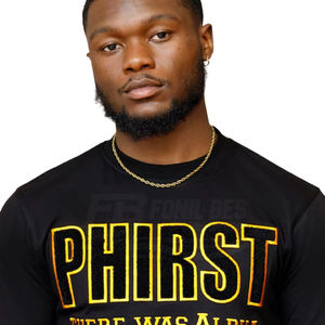 T-shirt Homme Alpha Chenille Personnalisable Noir et Or Fraternité Vie Grecque Décontracté Tendance 100% Coton Lavé Vierge - Product Image 2