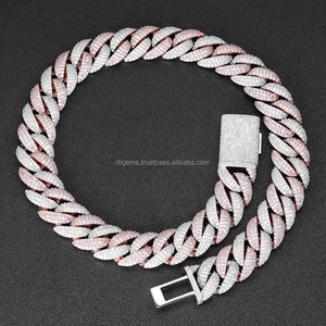 Collar de Hip Hop Personalizado de Alta Calidad para Hombre, Estilo Miami, Oro Rosa y Blanco, Moissanita VVS, Cadena de Plata Esterlina, Engaste de Bisel Amarillo - Product Image 3