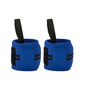 Sangles de soutien de poignet réglables bleues avec fermeture auto-agrippante pour la musculation, l'entraînement de force, protection unisexe pour le fitness - Product Image 1
