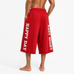 <b>Men</b> Drawstring Waist Baggy <b>Shorts</b> Distressed Embroidery <b>Long</b> Sweat <b>Shorts</b> <b>Men</b> 400 GSM Fleece <b>Long</b> <b>Shorts</b> Terry <b>Shorts</b> Oversized - Product Image 5