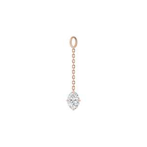 Boucles d'oreilles pendantes à chaîne avec diamant de laboratoire taille ovale serti à griffes, pour tenue de soirée, en or 14K 18K - Product Image 5