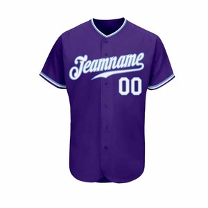 Camiseta de Béisbol Personalizada Morada con Nombre y Número del Equipo, Manga Corta, Cuello en V, Ropa Deportiva para Hombre - Product Image 1