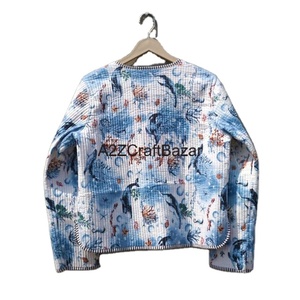 เสื้อแจ็คเก็ตบอมเบอร์ผ้าฝ้ายถักลายพิมพ์แบบกลับด้านได้ ทำมือ เป็นมิตรกับสิ่งแวดล้อม สไตล์โบฮีเมียนฮิปปี้ ระบายอากาศได้ดี สำหรับผู้หญิง - Product Image 6