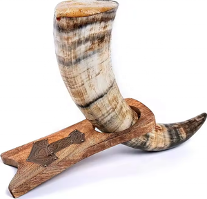 Cuerno para beber vikingo pulido blanco de alta calidad, arte indio exótico, motivo de Animal religioso, recuerdo artesanal natural tallado corto - Product Image 5