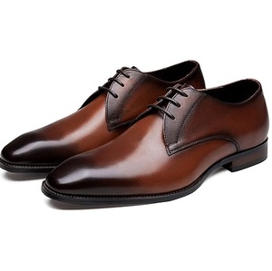 Zapatos de Cuero Color Marrón de Venta Caliente con MOQ Bajo, Zapatos Oxford Casuales de Negocios para Oficina, Zapatos Formales de Vestir con Cordones para Hombre, Transpirables - Product Image 4
