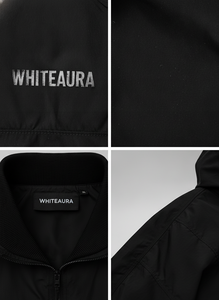 WHITEAURA Chándal Unisex con Capucha, Largo, Negro Sólido, Impermeable, Transpirable, Ligero, Estilo Urbano, con Cordón Ajustable, Cierre Regular - Product Image 3