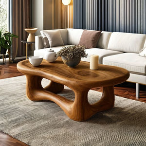 Mesa de centro de diseño único, mesa central de madera con borde vivo escultural, mesa llamativa de madera Natural hecha a mano, decoración del hogar - Product Image 4