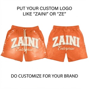 Premium 100% Cotton Acid Wash Sporty Men's <b>Shorts</b> 140g Heavyweight Eco-Friendly Quick Dry Custom Solid Colors Logo Drawstring - Product Image 1