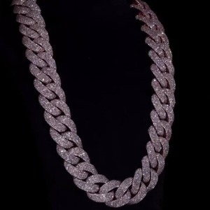 Cadena cubana de moissanita y diamantes con incrustaciones personalizadas, de plata de ley 925, estilo hip hop, unisex. - Product Image 3