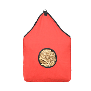 Premium Horse Hay Bag Red Round Opening <b>Canvas</b> Slow Feeder Durable Hanging Stable Feeding Bag for Travel Trailer Use - Product Image 3