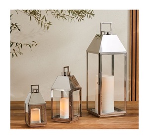 Industrial Style Metal <b>Lantern</b> With Durable Iron Frame For Indoor Outdoor Patio Garden Decorative <b>Candle</b> Display - Product Image 4