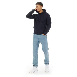 Sweat-shirt à capuche premium pour hommes, style streetwear, avec logo personnalisé, en coton épais, vente en gros, bleu marine, à fermeture éclair, coupe classique - Product Image 1
