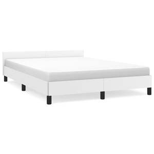 Cadre de lit blanc en similicuir pleine fleur sans matelas, produit rembourré - Product Image 2