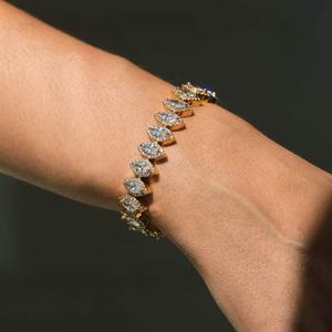 10MM Marquise Cut Cluster Moissanite Tennis Bracelet VVS1 D Color 925 Sterling Silver - Product Image 1