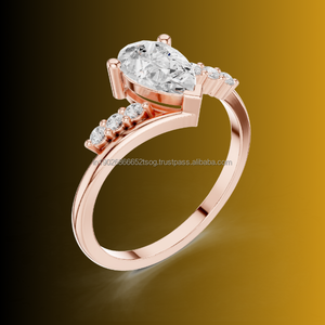 JEWEL CUCLE 14K Real Gold Moissanite Halo Anillo de bodas Joyería fina Anillo de diamantes - Product Image 1