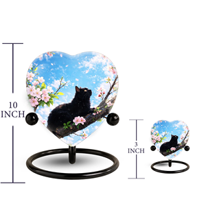 Urna Negra en Forma de Corazón con Diseño de Hojas Doradas, Hermosa Urna Decorativa para Cenizas Femeninas con Caja de Terciopelo Gratis - Product Image 6