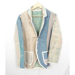New Arrival Indian Handmade Cotton Patchwork Multicolor <b>Kantha</b> <b>Jacket</b> with pocket & button decorateEthnic Style for casual wear - Product Image 5