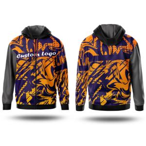 Sweat-shirts à capuche brodés par sublimation, en molleton mélangé polyester-coton, pour l'hiver, pull-over imprimé sur mesure, haute qualité, pour hommes, élégants - Product Image 6