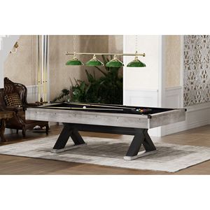 Rustic Grey 84.1\"L X 46.5\"W X 32\" Pool Table Billiard Balls Cues X Legs Black Cloth Pool Cue <b>Chalk</b> Cleaning Brush 46.5\"W X - Product Image 4