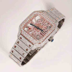 Montre en diamant de qualité supérieure en gros avec bracelet en acier inoxydable, montre-bracelet de luxe à quartz avec logo personnalisé pour homme, usage quotidien - Product Image 1