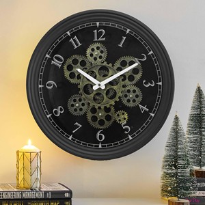 Horloge murale à engrenages en bois de Sheesham Aqdus Saleem avec chiffres en laiton - Vente en gros - Product Image 5