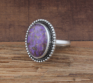 Bague de fiançailles et de mariage classique unisexe en argent sterling Shree Jaipur, sertie d'une pierre précieuse en cuivre violet vintage - Product Image 5