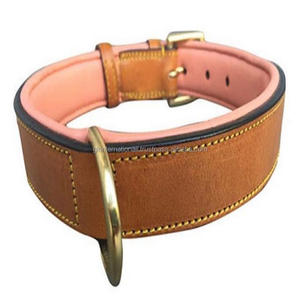 Wholesale Price Luxury Handmade Tan Finish Leather Dog Collar with Cow Softy Padding Contrast Stitching and Heavy <b>Roller</b> Buckle - Product Image 6