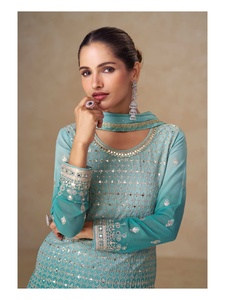 Designer Party Wear Bridal Wear Embroidery And Hand Work Georgette <b>Top</b> With Plazzo And Dupatta Fully Stitched Readymade Set - Product Image 5