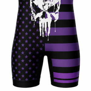 Combinaison de lutte sublimée pour homme, violet et noir, impression numérique, polyester, tenue de lutte, vêtements de sport pour la performance athlétique - Product Image 6