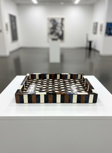Handmade Resin Wood Inlay Tray | Geometric Chevron Serving <b>Coffee</b> <b>Table</b> Decor Vanity Display Serving Tray - Product Image 4