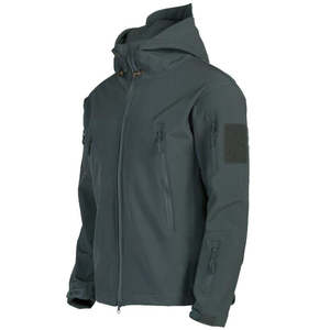 Veste softshell homme noire et bleue, col montant, fermeture éclair, respirante, coupe classique, pour l'automne - Product Image 5