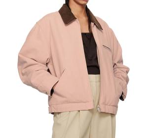 Chaqueta de Trabajo Personalizada de Lona Gruesa Color Rosa Oscuro, Chaqueta Bomber Casual Estilo Detroit para Mujer, Chaqueta de Trabajo Personalizada - Product Image 4