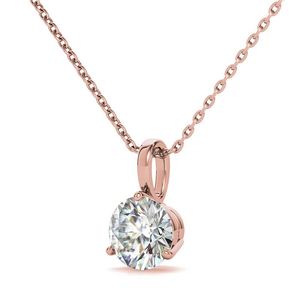 Colgante Clásico de Oro Sólido de 18k/22k/24k con Diamante Cultivado en Laboratorio, Corte Brillante Redondo, Engaste de 3 Puntas - Product Image 3