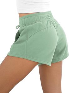 Shorts de survêtement amples en molleton de coton uni pour femme avec cordon de serrage – Style sportswear – En promotion - Product Image 2