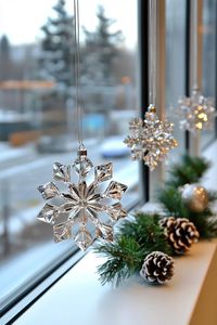 Adorno Navideño de Cristal con Forma de Copo de Nieve, Decoración Colgante de Lujo para Árbol de Navidad, Decoración para Fiestas de Invierno y Hogar - Product Image 2