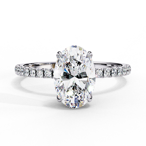 Bague de luxe en diamant de laboratoire ovale de 1,25 ct couleur E, plaqué or blanc 18 carats, pavé, certifiée IGI, éthique, pour mariage - Product Image 2