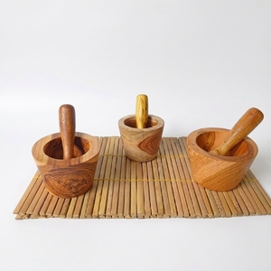 100% Eco-Friendly Teak Wood Mortar Natural Kitchenware 4.2 to 6 Inches Dia Feature Size for Perfect Compatibility - Product Image 1