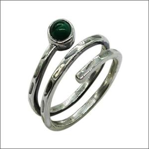 แหวนเงิน925สุดเท่พร้อมแหวนคริสตัลหินมาลาไคท์เหลี่ยมเพชรพลอย - Product Image 1