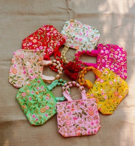 Embroidered Silk Potli Handbags with Beaded Handles Elegant Ethnic Bridal Return <b>Gift</b> <b>Bags</b> for Weddings Festivals Mehendi - Product Image 1